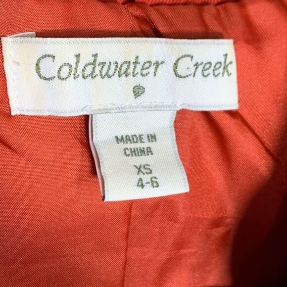 Coldwater Creek Orange Button Front Jacket XS Ruched Sleeve Fall Coat - Picture 3 of 7